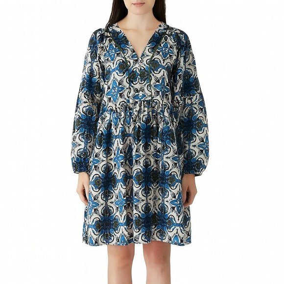 Beyond by Vera Lara Dress Wildflower Blue Floral Boho Size S Missing Belt - Picture 1 of 9